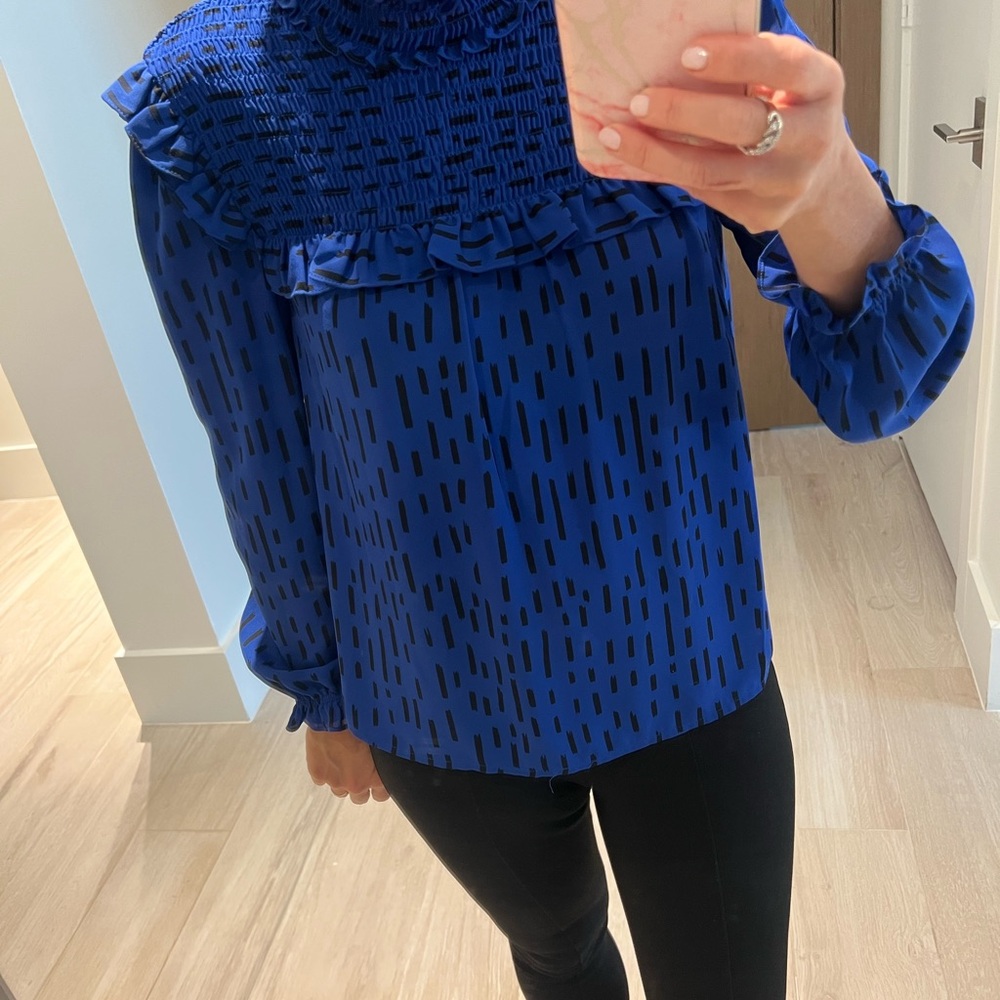 Rebecca Minkoff Royal Blue Patterned Blouse